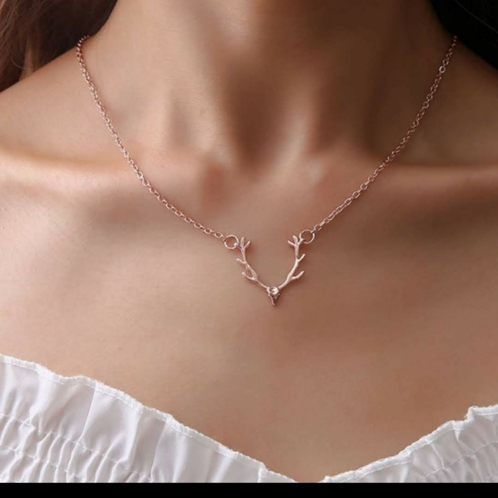 Antlers chain ROSE GOLD tone necklace - Picture 4 of 6